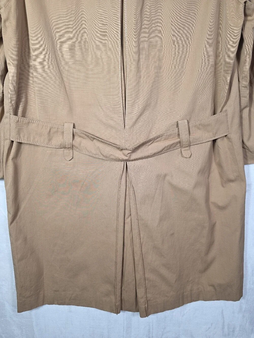 Women's Vintage Trench Coat XL Tan Military Gold Crest Buttons Oversized